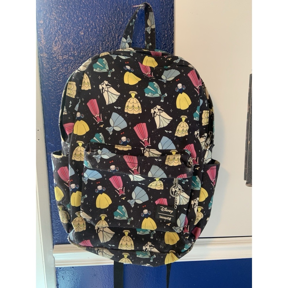 Disney Loungefly Princess Dresses Backpack Full Size Floral Black‎ Tea Pot